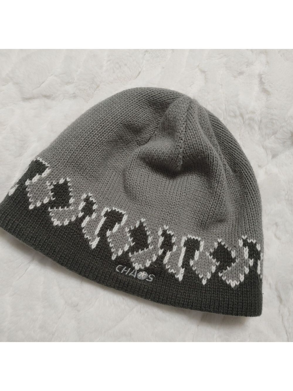 Chaco Gray and Black Knit Bucket Beanie OS